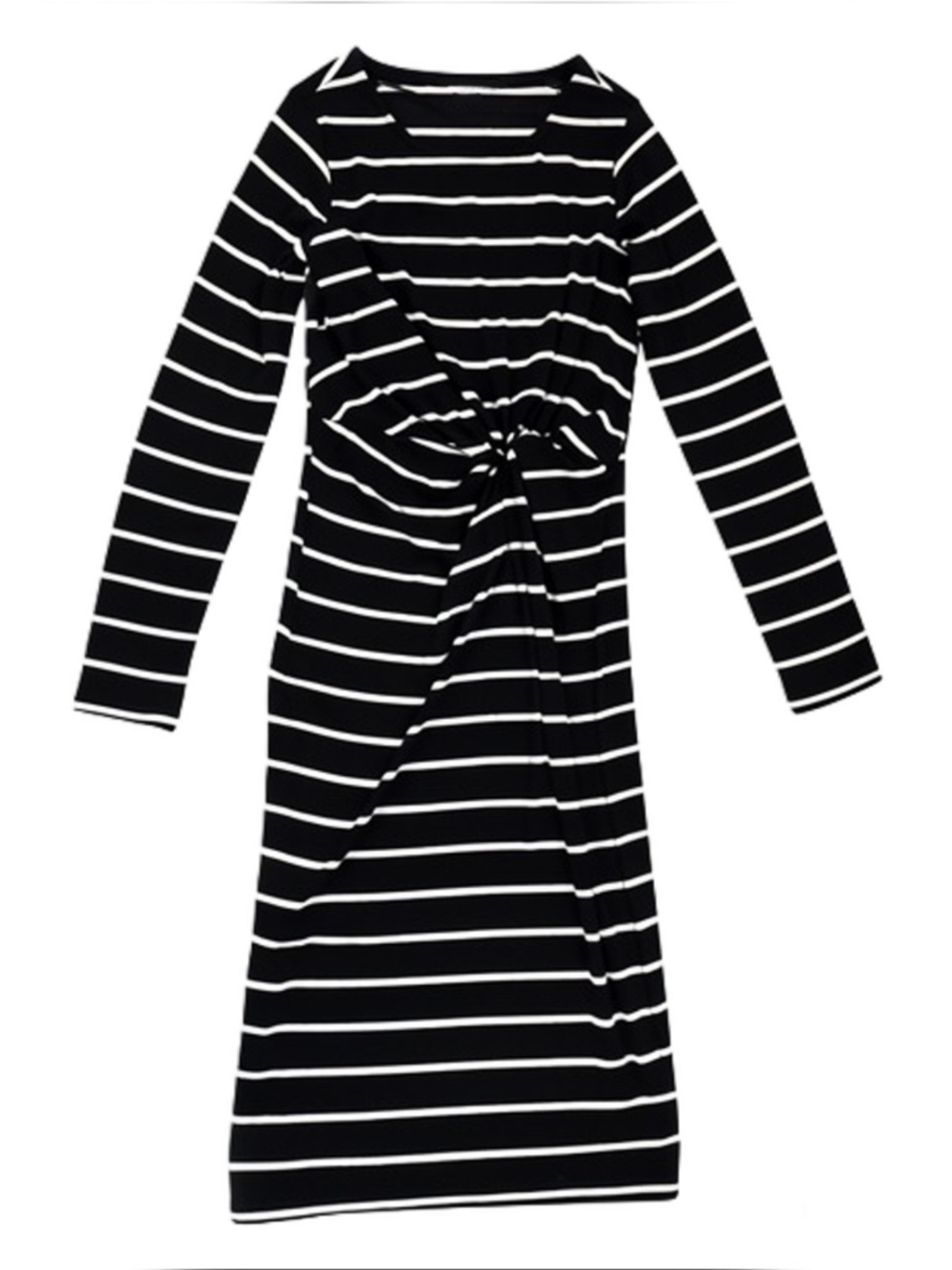 GAP Black White Striped Twist-Knot Long Sleeve Midi Dress XS VGUC